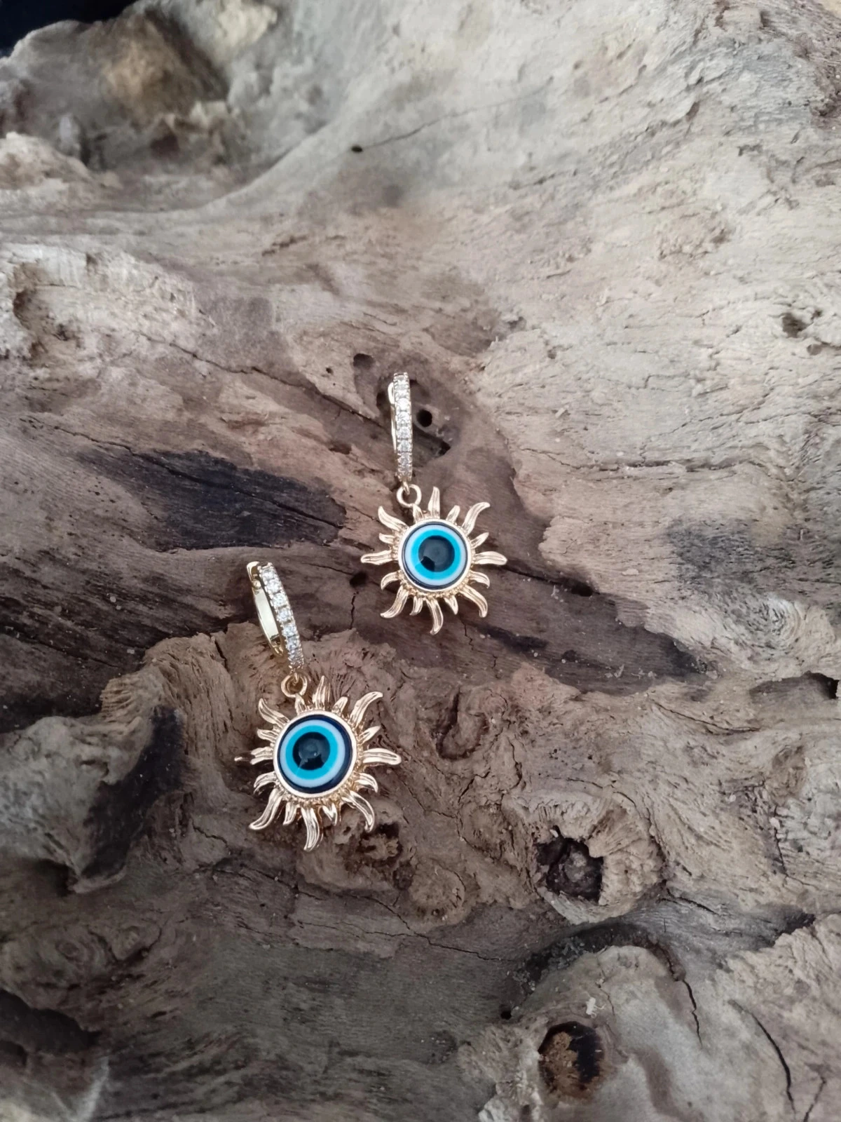 Gouden zonneoorbellen oog van de nazar talisman – photo 3